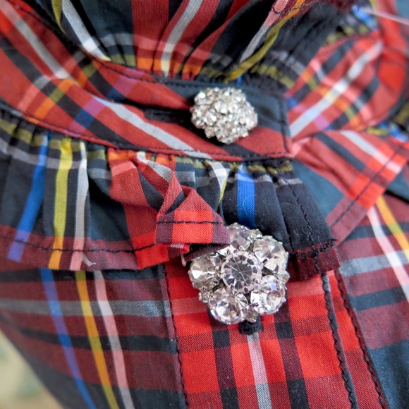 J. Crew NWT Size 20 Jeweled Button Ruffled Popover Top Stewart Tartan Plaid - Picture 5 of 13
